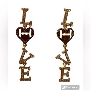 NWT•LOVE Football gold drop earrings